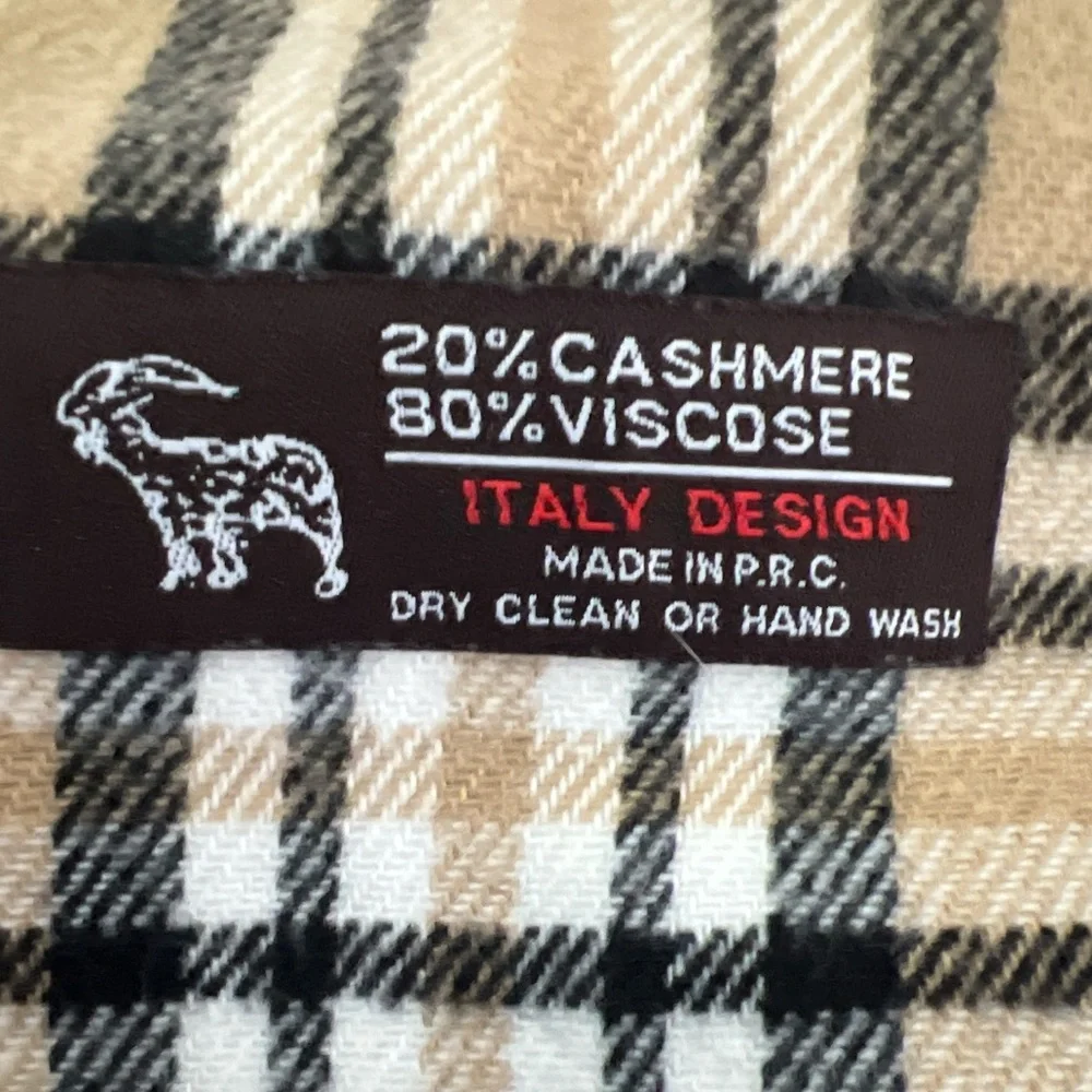 Plaid Scarf Set of 3 Cashmere Blend Fringe Winter Wrap Unisex‎